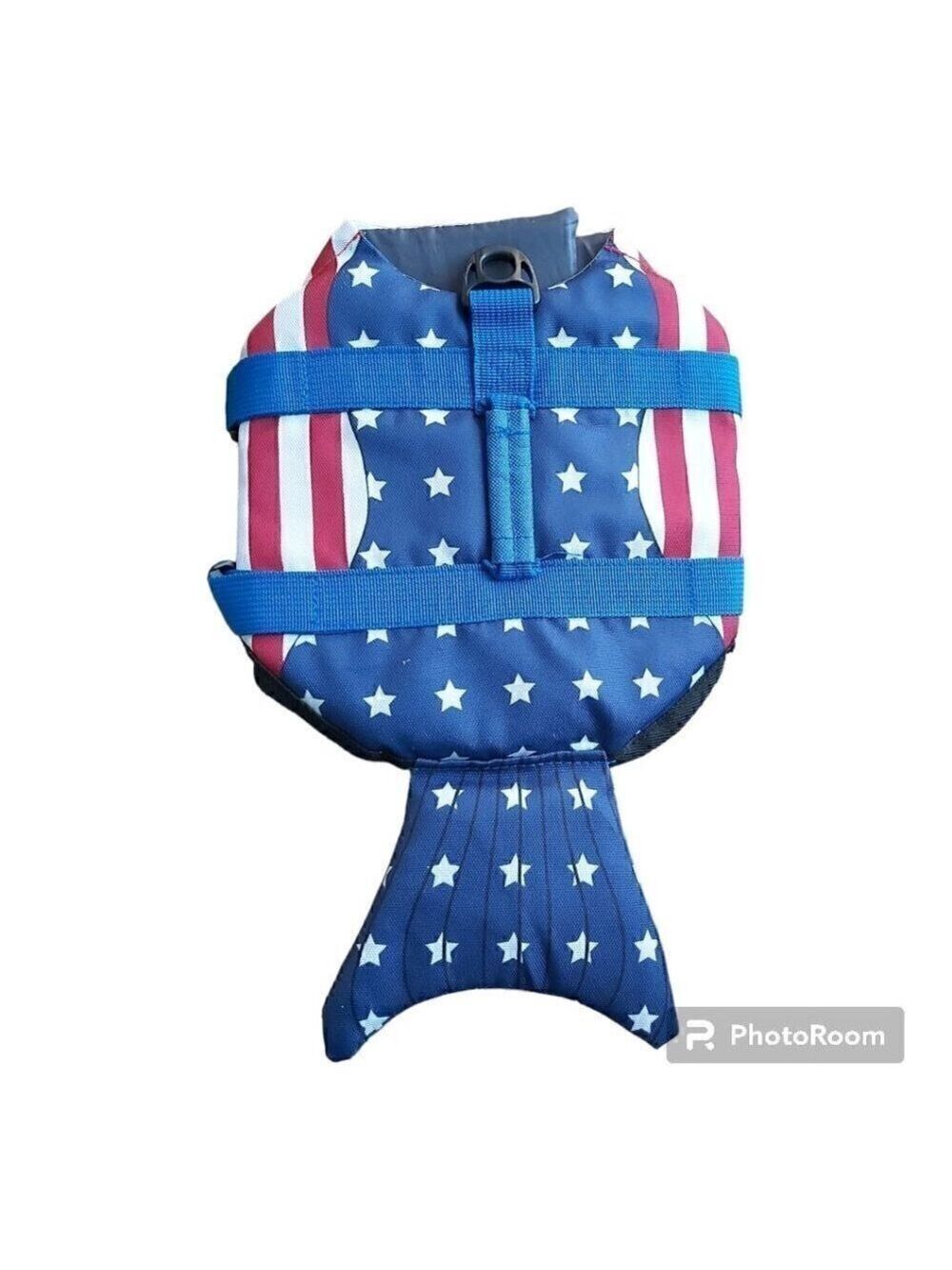 American Flag Mermaid Dog Life Jacket - Stylish Safety for Water Adventures - XS